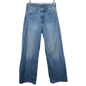 &Denim H&M Women Jeans Sz 2 Blue Denim Baggy Wide Comfy Casual Streetwear Hippie